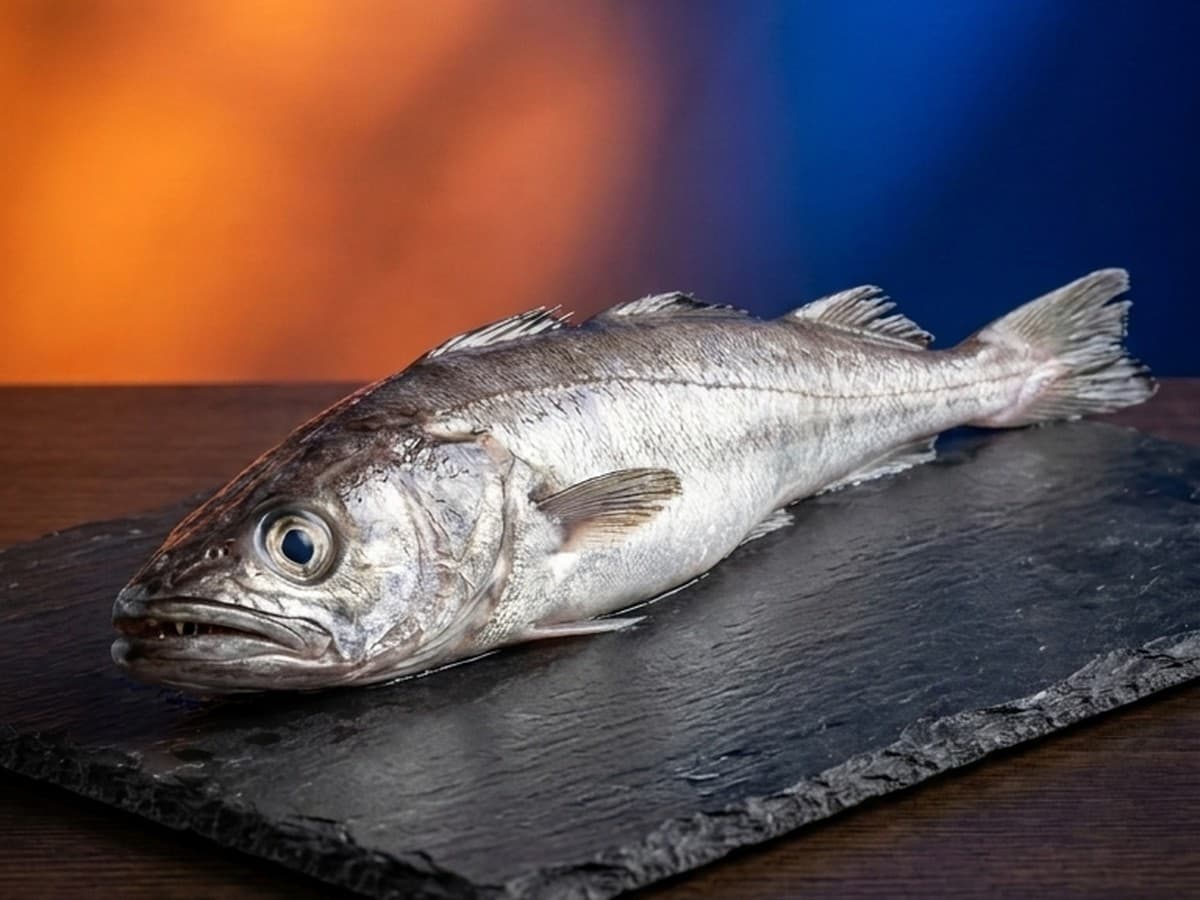 Whole Argentine hake, studio photograph