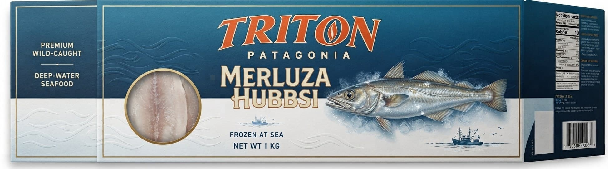 Tritón Patagonia packaging for Argentine hake