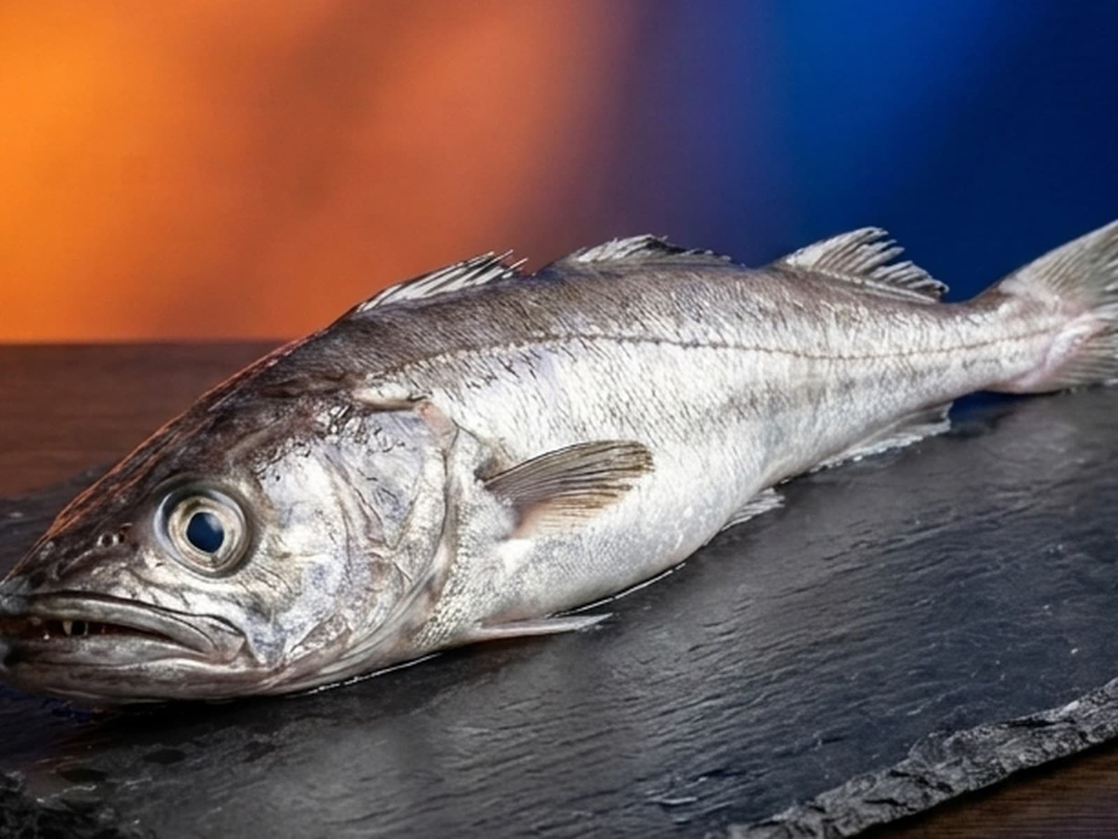 Close-up of a whole Argentine hake, skin and texture